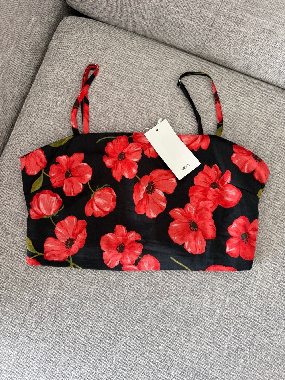 Mango Black Two-Piece Set with Red Floral Pattern - Picture 2 of 5